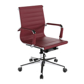Nautilus Designs Aura Contemporary Medium Back Bonded Leather Executive Office Chair With Fixed Arms Red - BCL/8003/OX DD
